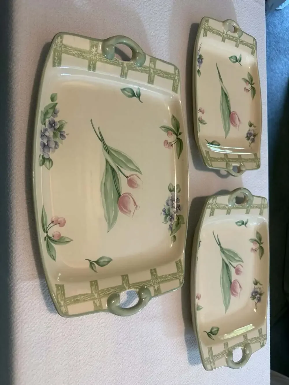 Pfaltzgraff Garden Party Serving Platter and Trays Set